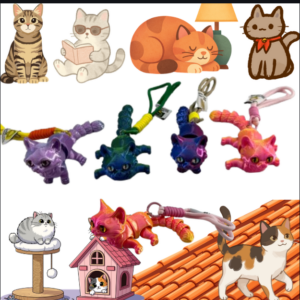 Llavero Gato 3D de Pasta