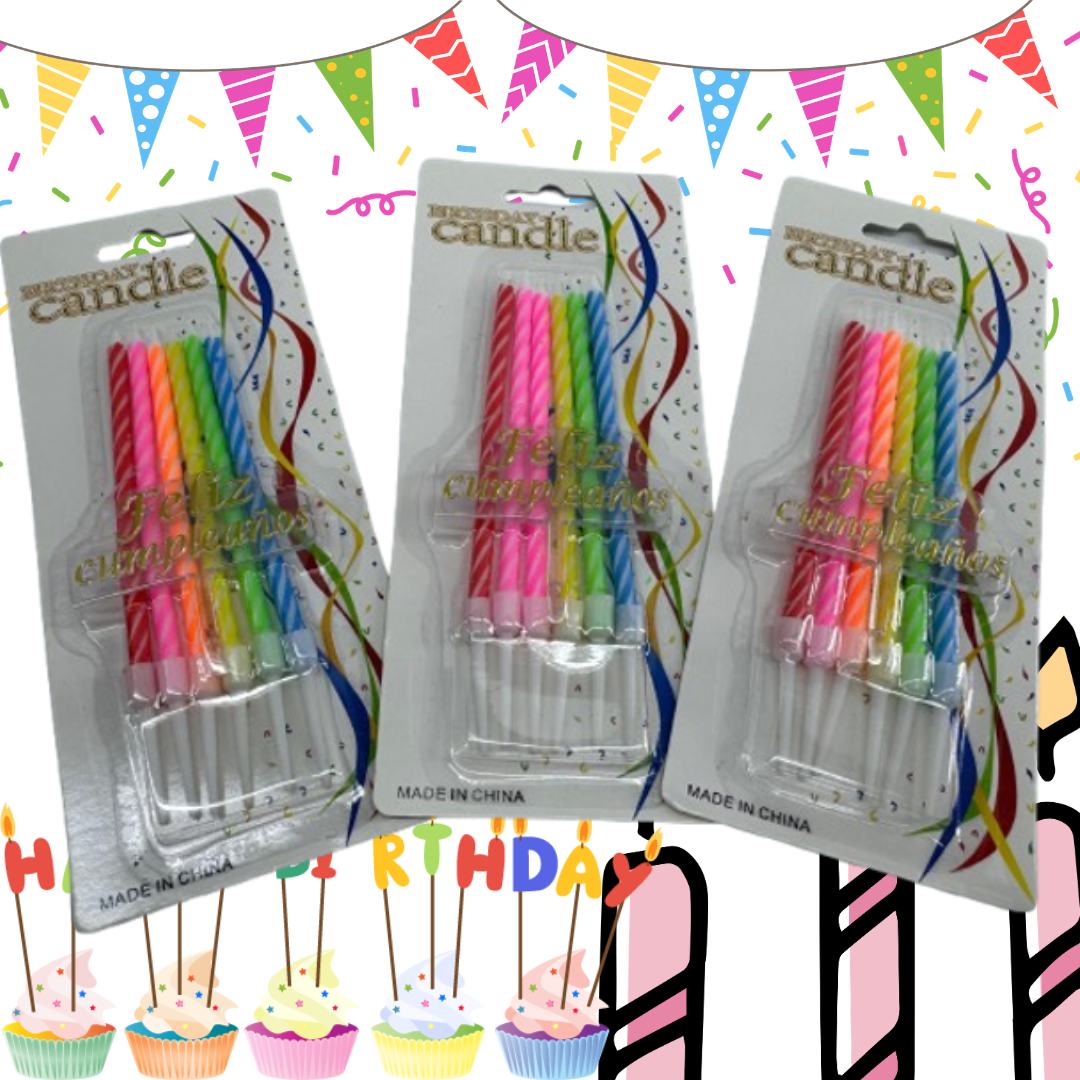 Set de Velas Espirales “Feliz Cumpleaños”