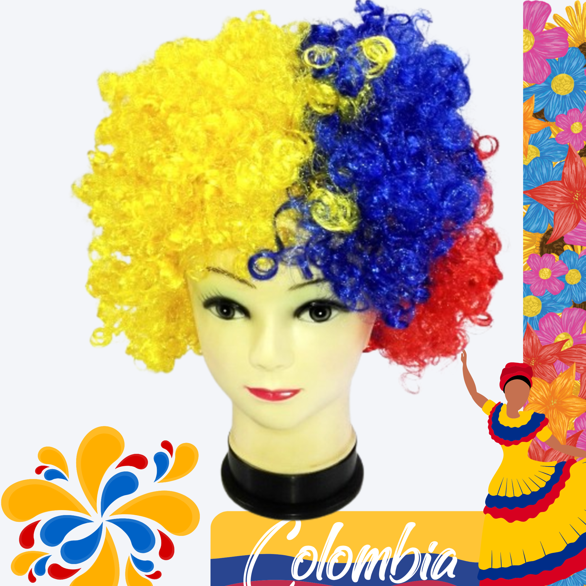 Peluca Afro Tricolor Colombia
