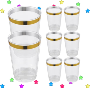 Vasos de Lujo con Borde Dorado